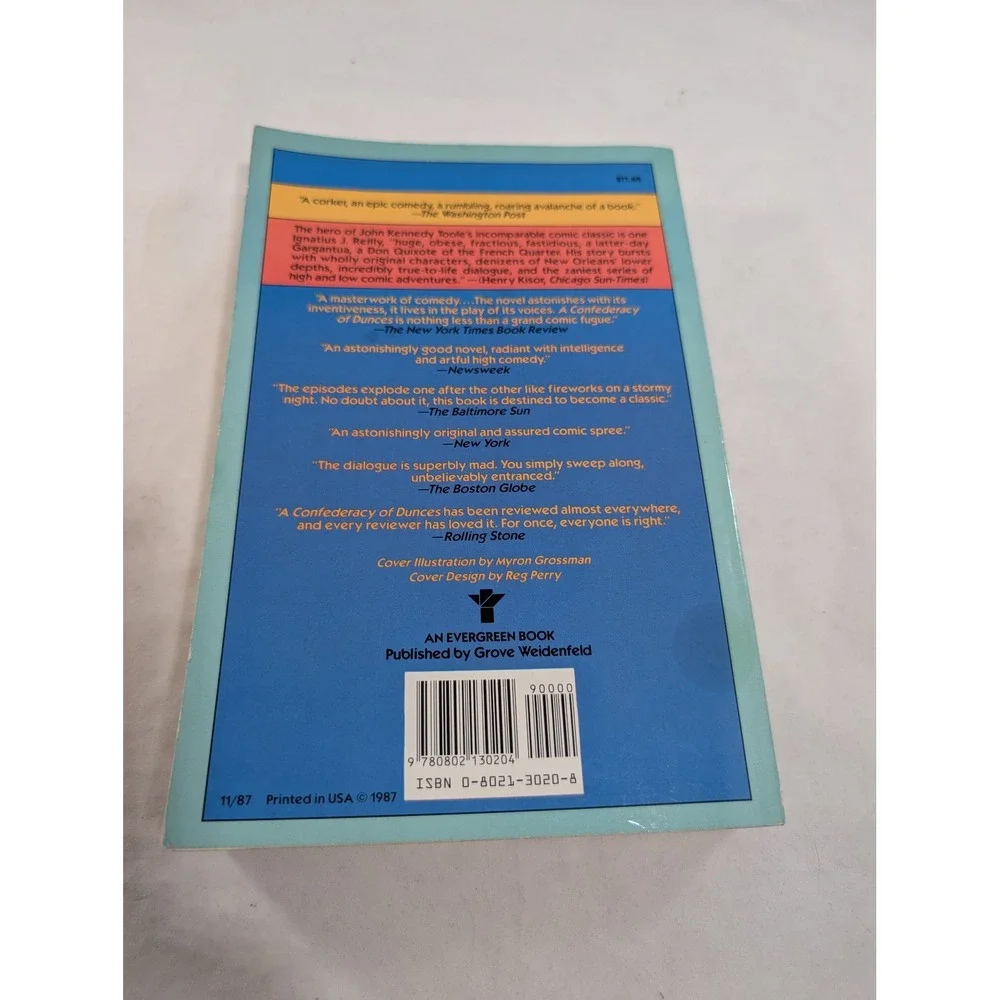 A Confederacy of Dunces John Kennedy Toole Paperback Evergreen Edition Novel